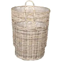 vidaXL Plantmand met opslag GENDT 2 st Natuurlijk grijs Kubu Rattan