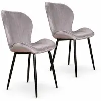 DS4U - Giulia eetkamerstoel - Set van 2 - Grijs - Velvet - Zwart metalen poten
