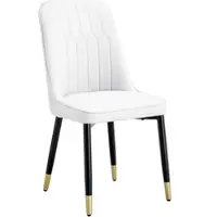 OKWISH Eetkamerstoel Set Van 2 - Ergonomische Rugleuning Met PU Bekleding - Stevige Metalen Poten - Voor Eetkamer Keuken Slaapkamer - Wit Zwart