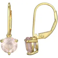 Cavill - Zilveren Oorbellen met Gouden Plating - 925 Sterling Zilver - Braziliaanse Rozenkwarts Rond 6 mm - 1,08 ct - Elegant & Lichtgewicht