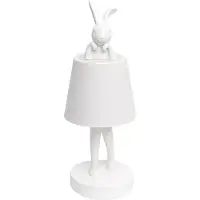 Kare LED-batterijlamp Animal Rabbit, wit, IP54, 29 cm dimbaar, wit / opaal, Woon-/ Eetkamer, Kunststof, Design