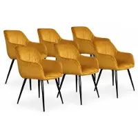 DS4U - Gaby eetkamerstoel - Set van 6 - Goud - Velvet - Met armleuning