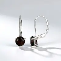 Cavill - Zilveren Oorbellen - 925 Sterling Zilver Gerhodineerd - Braziliaanse Rookkwarts 1,08 ct - Ronde Geslepen Edelsteen - Elegante Oorbellen Dames