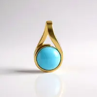 Cavill - Zilveren Hanger - 925 Sterling Zilver Verguld - Sleeping Beauty Turkoois Cabochon 1.215 ct - Druppelvormige Blauwe Hanger - Modieuze Sieraden