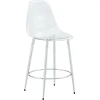 OKWISH Barkrukken 66 cm - Transparant Zwevend Design Set Van 2 - Voor Keukenbar En Kookeiland - Metaal Kunststof - Zilver