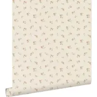 ESTAhome behang vintage bloemetjes beige, roze en groen - 50 x 900 cm - 132219