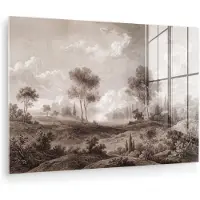 MuchoWow Glasschilderij 180x120 cm - Schilderij acrylglas - Klassiek - Landschap - Neutraal - Foto op glas - Muurdecoratie woonkamer - Wanddecoratie slaapkamer - Schilderijen