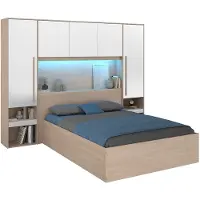 Vente-unique Bed met opbergruimte hout natuurlijk licht 140