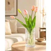 Bobbel Home - Kunstbloemen - Kunst Tulpen Licht Roze - Realistisch Boeket - Moderne Decoratie Bloemen - Voor Buiten en Binnen