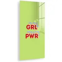 MuchoWow Glasschilderij 40x80 cm - Schilderij acrylglas - Grl pwr - Groen - Rood - 3D - Foto op glas - Muurdecoratie woonkamer - Wanddecoratie slaapkamer - Schilderijen