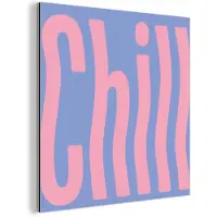 MuchoWow Aluminium schilderij 50x50 cm - Wanddecoratie metaal - Chill - Roze - Blauw - Golvend - Metalen muurdecoratie woonkamer - Decoratie industrieel - Foto op dibond - Industriële accessoires slaapkamer