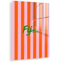 MuchoWow Glasschilderij 60x80 cm - Schilderij acrylglas - Patroon - Oranje - Fijn - Strepen - Foto op glas - Muurdecoratie woonkamer - Wanddecoratie slaapkamer - Schilderijen