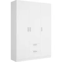 Dmora Ales - Kledingkast 3 Deuren, 150x52 cm Wit, 2 Lades