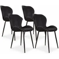 DS4U - Giulia eetkamerstoel - Set van 4 - Zwart - Velvet - Zwart metalen poten