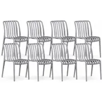 DS4U - Max tuinstoel - Set van 8 - Grijs - Kunststof - Stapelbaar