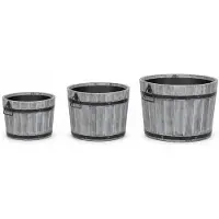 Storm Plantenbak Rond Set van 3 - S/M/L - Geborsteld Grijs - Acaciahout FSC - voor Binnen, Buiten en Balkon - Boomkuip