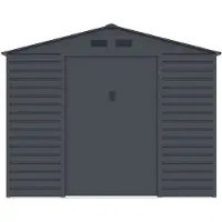 Vente-unique Metalen tuinhuisje van gegalvaniseerd staal - Antraciet - 5,40 m² - ADELMO
