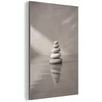 MuchoWow Aluminium schilderij 20x30 cm - Wanddecoratie metaal - Stenen - Water - Grijs - Metalen muurdecoratie woonkamer - Decoratie industrieel - Foto op dibond - Industriële accessoires slaapkamer