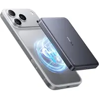 Torras MiniMag Magnetische Powerbank 10000mAh -Qi2.2 - Draadloos Opladen 25W, Snelladen 45W , Titanium Grey