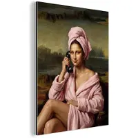 MuchoWow Aluminium schilderij 30x40 cm - Wanddecoratie metaal - Mona - Klassiek - Roze - Metalen muurdecoratie woonkamer - Decoratie industrieel - Foto op dibond - Industriële accessoires slaapkamer