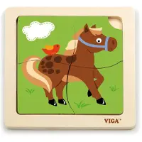 Viga Toys Legpuzzel Paard Junior 15 Cm Hout 4 Stukjes