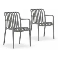 DS4U - Max tuinstoel - Set van 2 - Grijs - Kunststof - Met armleuning
