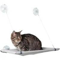 Famanu – Vensterbed voor katten, zacht raamkussen voor vensterbank, beige