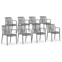 DS4U - Max tuinstoel - Set van 8 - Grijs - Kunststof - Met armleuning