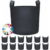 Famanu - Kweekzakken - 7 gallon - Set van 12 - Ademend vliesstof - Met plantenetiketten - Zwart