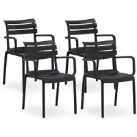 DS4U - Zayn tuinstoel - Set van 4 - Zwart - Kunststof - Stapelbaar - Met armleuning