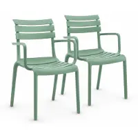 DS4U - Zayn tuinstoel - Set van 2 - Groen - Kunststof - Stapelbaar - Met armleuning