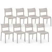 DS4U - Liam tuinstoel - Set van 8 - Beige - Kunststof - Stapelbaar