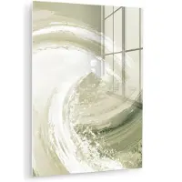 MuchoWow Glasschilderij 120x160 cm - Schilderij acrylglas - Abstract - Penseelstreken - Golven - Groen - Foto op glas - Muurdecoratie woonkamer - Wanddecoratie slaapkamer - Schilderijen