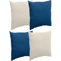 Merkloos Bank/sier/tuin kussens voor binnen/buiten set 4x stuks beige/indigo blauw 40 x 40 cm - Sierkussens