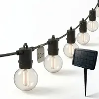 Calex solar lichtsnoer 20 meter | Vista | 2700K | 30 lampjes | 35 lumen | 3W | Zwart