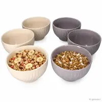 MamboCat Set van 6 BIKO-mueslischalen van 650 ml, elk 3x in de kleuren vanille en grijs, van keramiek – 12153