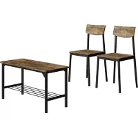Vicco Fyrk Bank en stoel – 85 x 46 cm 3 delen Zwart/eiken rustiek