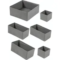 Famanu – Set van 6 stuks stoffen lade-organizers multifunctioneel voor thuis en kantoor grijs