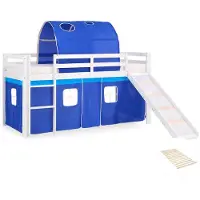 Homestyle4u Hoogslaper - 90x200 cm - wit - blauw - met lattenbodem