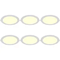 BES LED LED Paneel Slim Inbouw 6 Stuks - Brinton Thin - 24W 2400lm 120° Bundelhoek - Warm Wit 3000K - IP40 - Rond - Wit - Ø298mm Buitenmaat - Ø275mm Zaagmaat