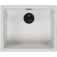 Pure.Sink Witte Spoelbak 50x40 cm Onderbouw, Opbouw en Vlakinbouw met Mat Zwarte Plug 1208970530