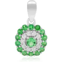 Cavill - Zilveren Hanger - 925 Sterling Zilver Gerhodineerd - AAA Keniaanse Tsavoriet Rond 0,094 ct + Zirkon 0,187 ct - Luxe Dames Sieraad