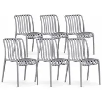 DS4U - Max tuinstoel - Set van 6 - Grijs - Kunststof - Stapelbaar