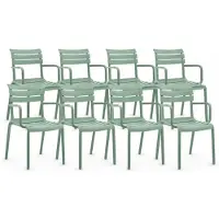 DS4U - Zayn tuinstoel - Set van 8 - Groen - Kunststof - Stapelbaar - Met armleuning