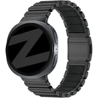Bandz Titanium 'Hybrid' bandje geschikt voor Samsung Galaxy Watch 9 (40/44mm) / Watch 8 (40/44mm) / 8 Classic (46mm) - Zwart