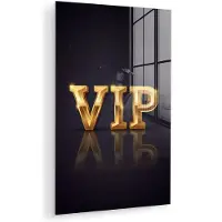 MuchoWow Glasschilderij 120x180 cm - Schilderij acrylglas - VIP - Goud - Schittering - Foto op glas - Muurdecoratie woonkamer - Wanddecoratie slaapkamer - Schilderijen