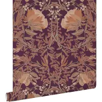 ESTAhome behang vintage bloemen in art nouveau stijl paars en terracotta - 50 x 900 cm - 132223