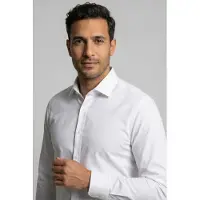 Olymp No. Six 24/Seven Super Slim Jersey overhemd wit, Effen