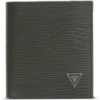 GUESS Leren portemonnee Milano Bifold Military donkergroen