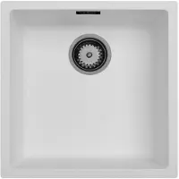 Pure.Sink Witte Spoelbak 40x40 cm Onderbouw, Opbouw met Gun Metal Plug 1208970534